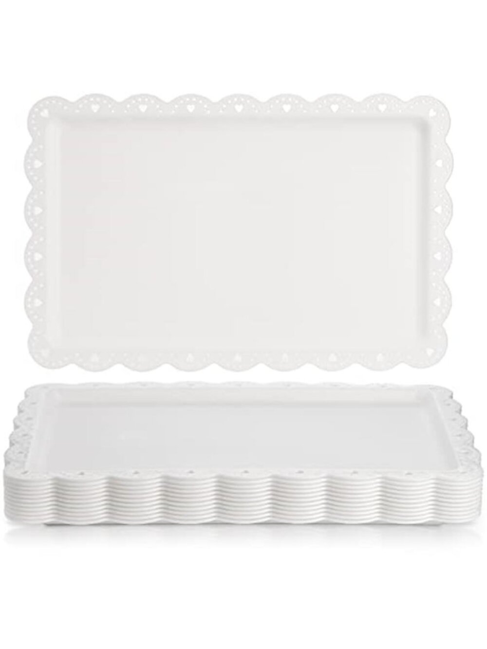 White Serving Trays 12 Pack Plastic Platters Dessert Cupcake Party Catering 14in